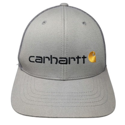 Carhartt Baseball Cap Gray One Size Fitted Mesh Back Embroidered Logo Work Hat