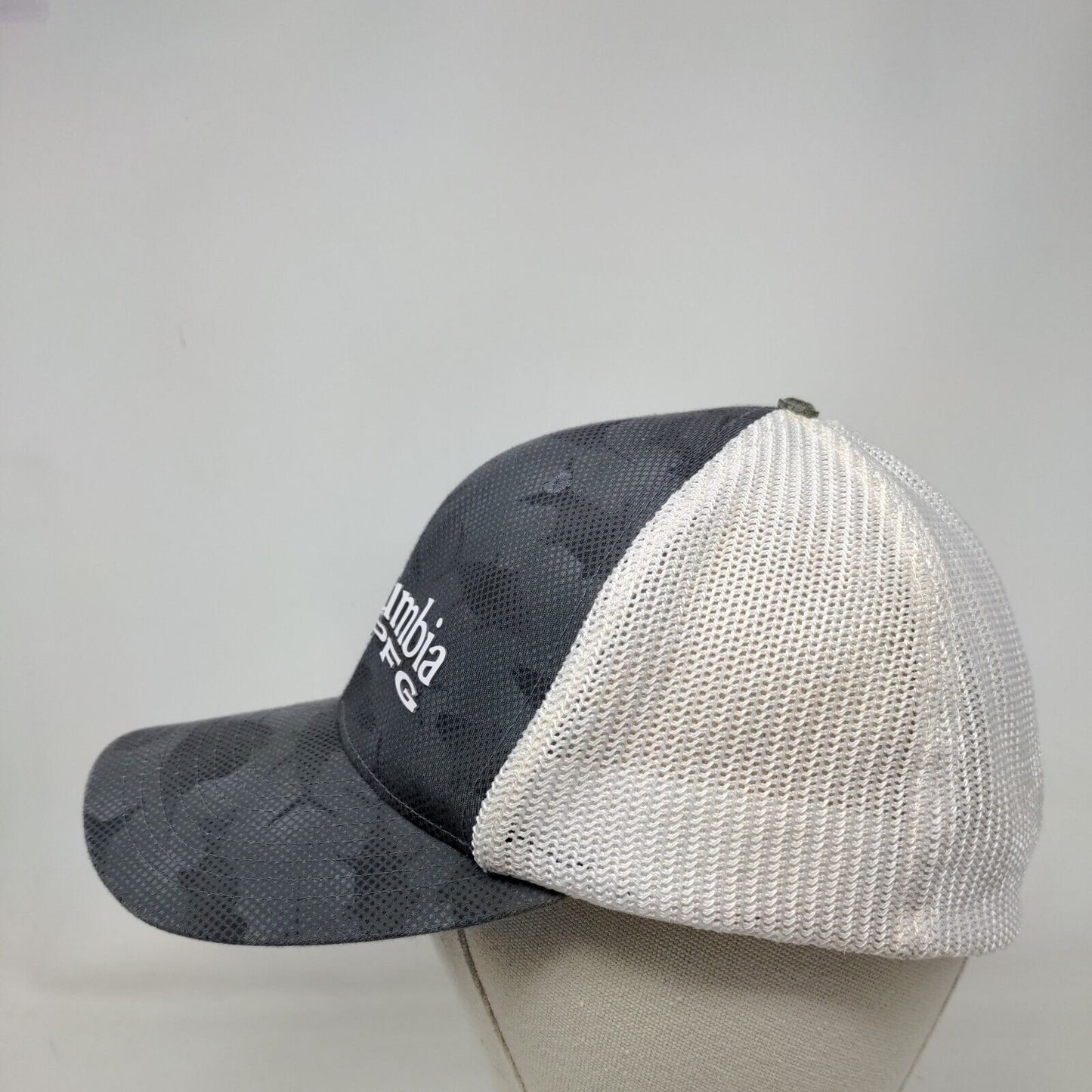 Columbia PFG Fitted Trucker Hat Gray Camo Performance Fishing Gear