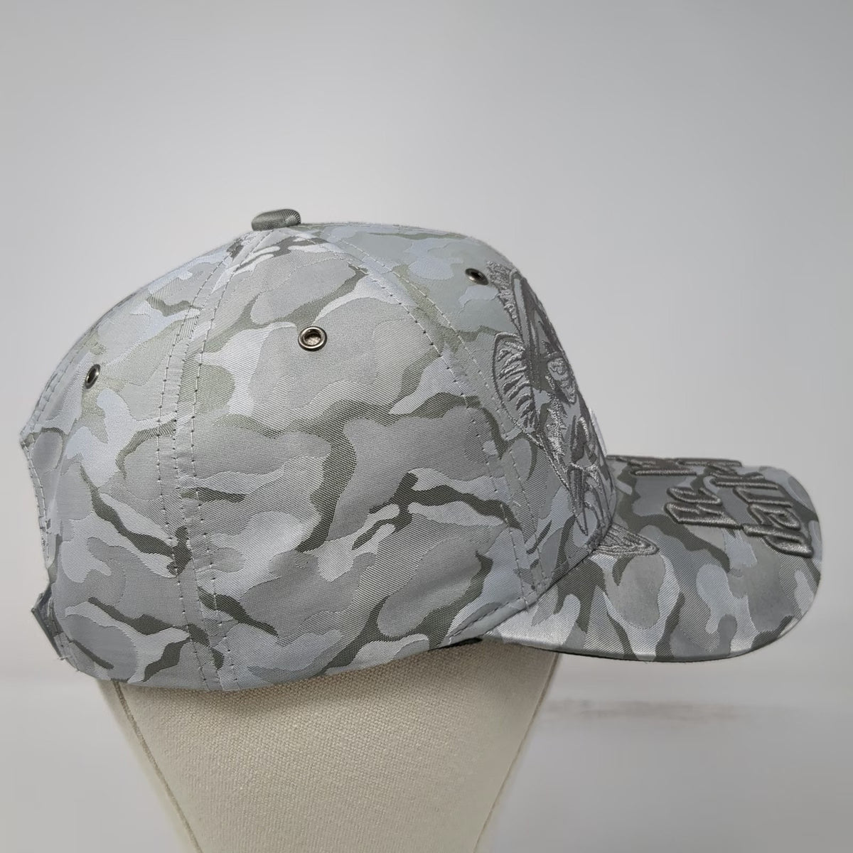 Black Eagle Gray Camo Gone Fishin Largemouth Bass One Size Baseball Cap Hat Fish