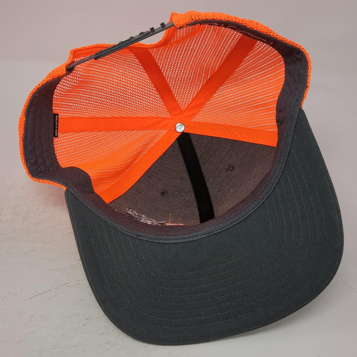 Richardson Trucker Hat Gray Orange OSFM Mesh Back Lennon Crane 1975 Construction