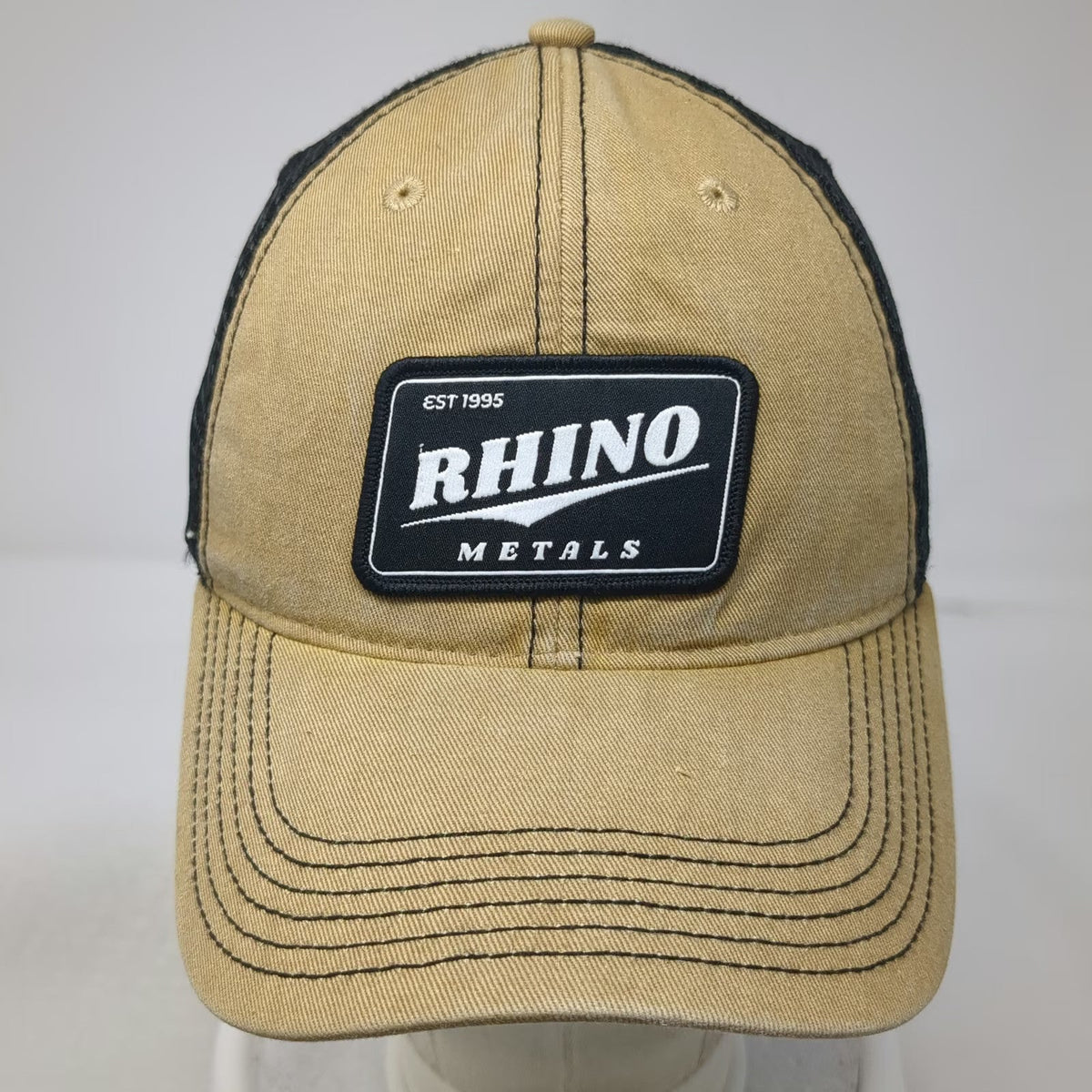 Legacy Trucker Hat Brown One Size Rhino Metals Patch Mesh Back Green Underbrim