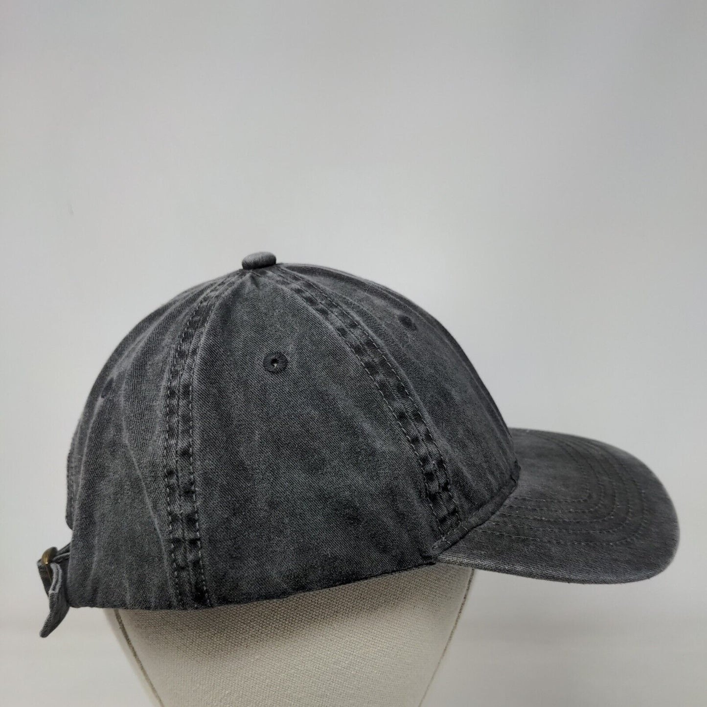 Unbranded Slideback Hat Black Gray OSFM Adjustable Vented Holes 6 Panel Blank