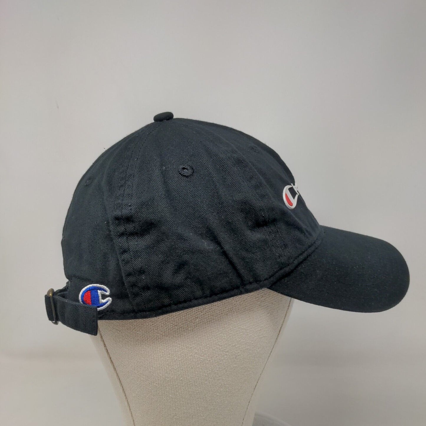 Champion Slideback Hat Black OSFA Adjustable Embroidered 6 Panel Cotton