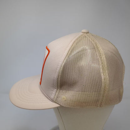 Young An Intelledex Beige Trucker Hat OS Mesh Patch Snapback Graphic Vintage