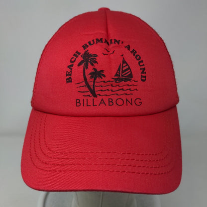 Billabong Beach Bummin' Around Snapback Trucker Hat Red One Size Mesh Back