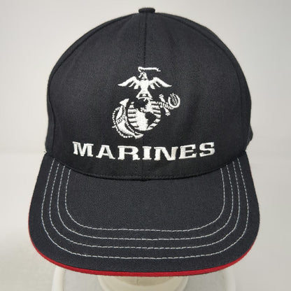 Unionwear Snapback Black One Size US Marines EGA Logo Red Piping Hat Made in USA