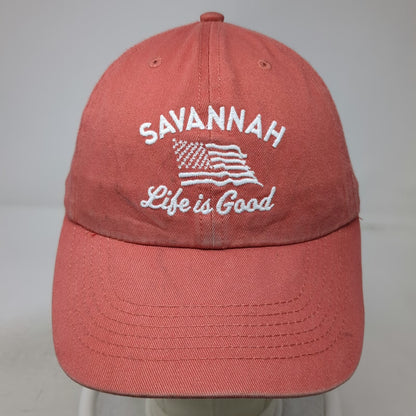 Life is Good Baseball Cap Pink One Size Savannah Georgia USA Flag Slideback Hat
