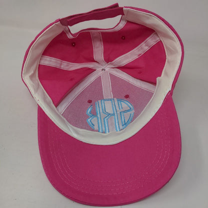 Monogram Strapback Hat Pink One Size Adjustable Embroidered Vented Holes 6 Panel