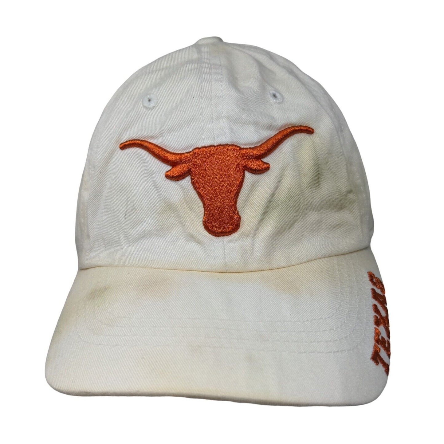Texas Longhorns Slideback Hat White Distressed Faded Size OSFA Embroidered NCAA