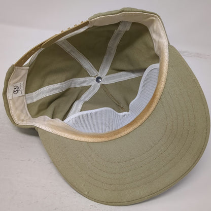 American Sportsman 5 Panel Hat Beige Snapback Buck Bass Made in USA Vintage