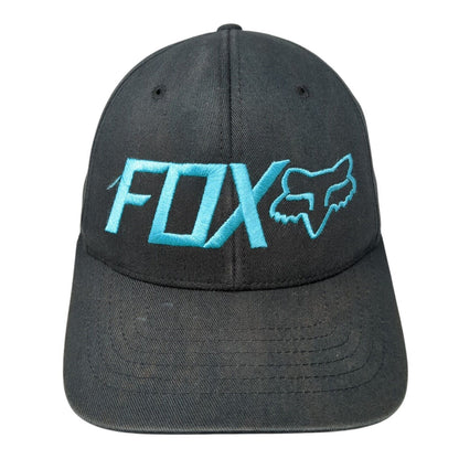 FOX Fitted Hat Black S/M Flexfit Lightweight Embroidered Vented Holes 6 Panel