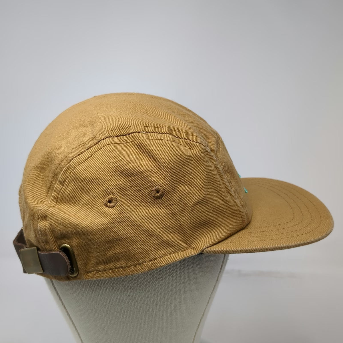 Pukka 5 Panel Brown Black Blue One Size Leather Strapback Cotton Tree Logo Hat