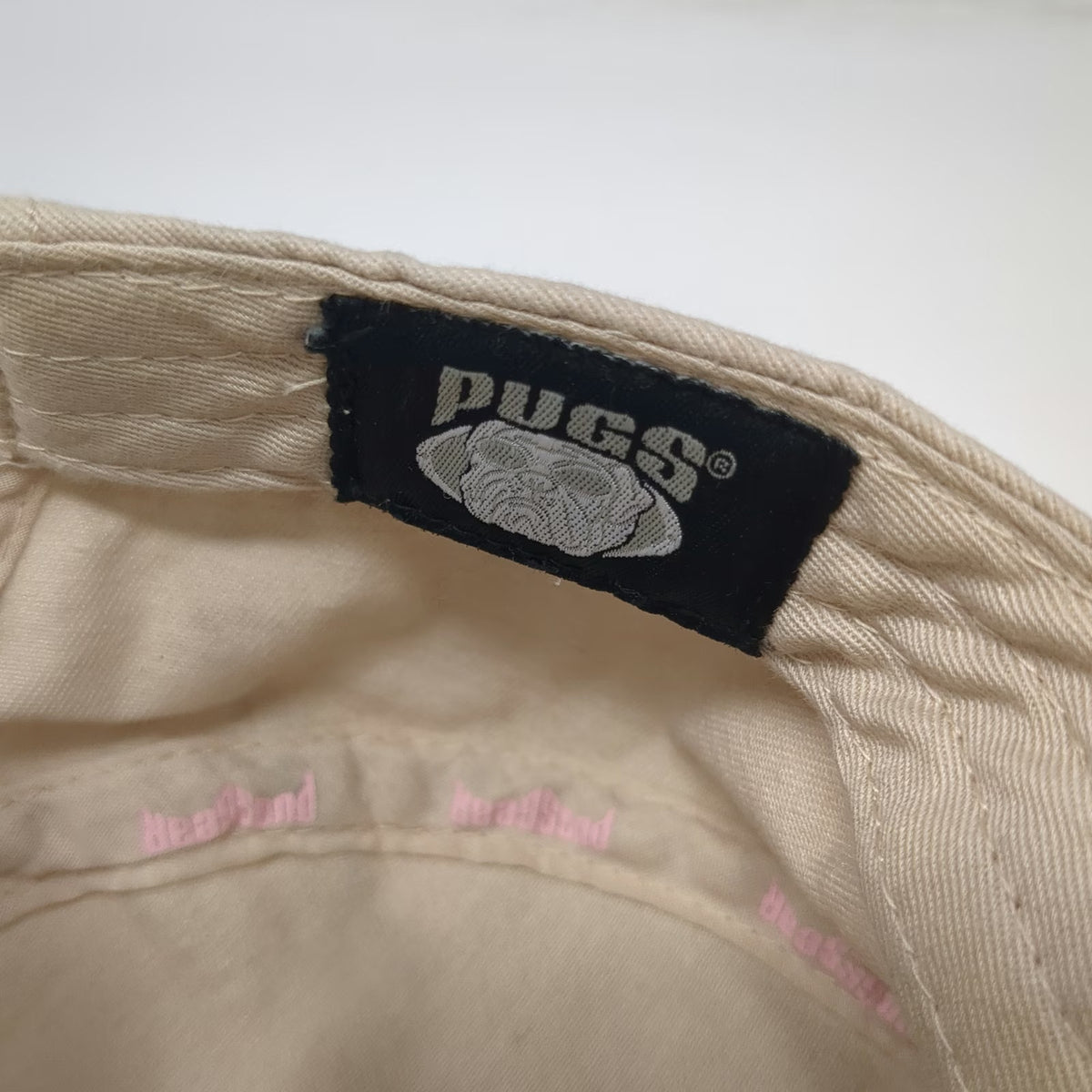 Pugs Army Cap Beige One Size Sequined Rose Graphic Polka Dot Under Brim Hat