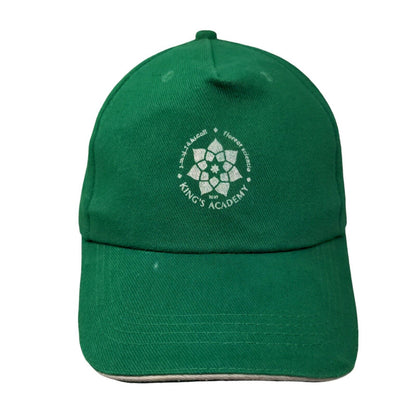 King's Academy Strapback Hat Green 58cm Solid Adjustable Vent Holes