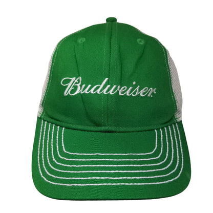 Budweiser Strapback Trucker Hat Green OSFM Embroidered Mesh Back Clover