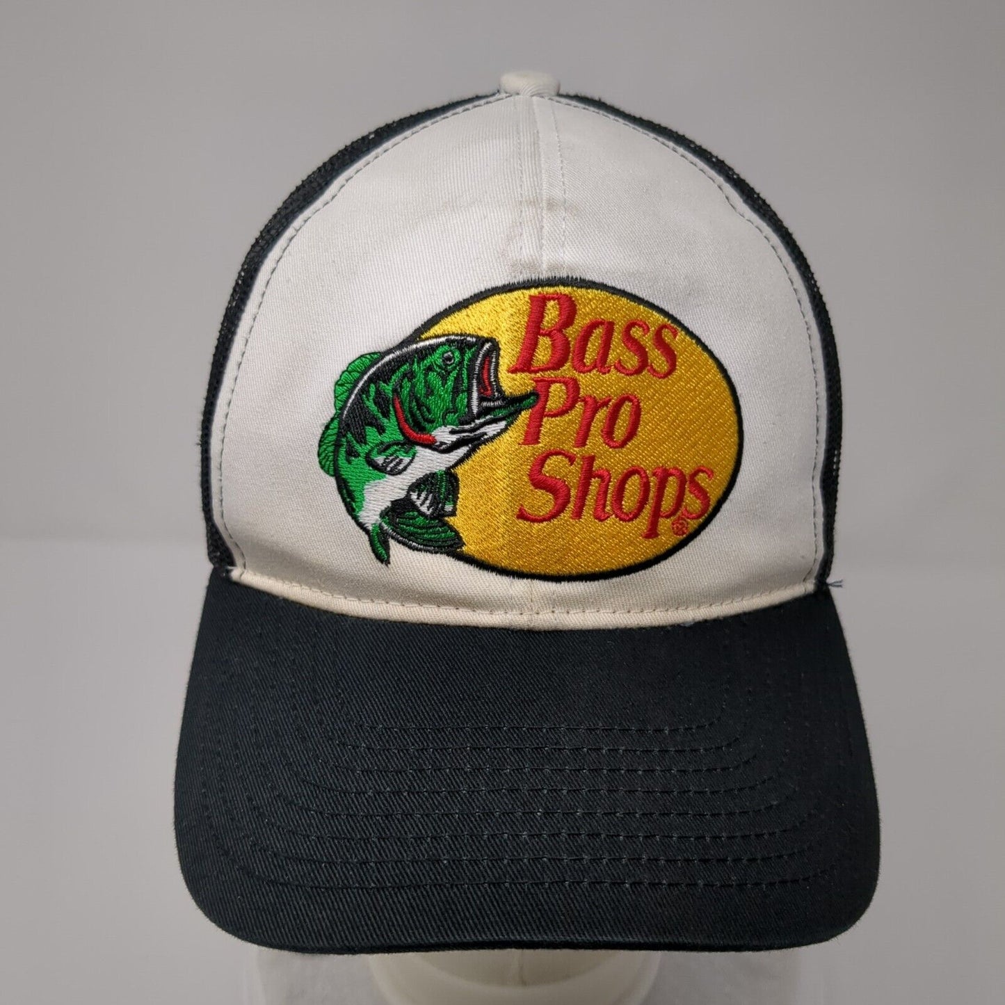Bass Pro Shops Snapback Trucker Hat Black OSFM Adjustable Mesh Back Gone Fishing