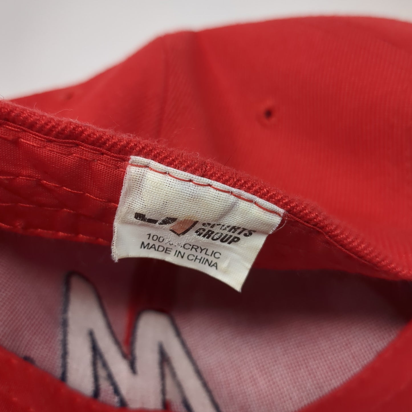 Letter M Strapback Hat Red One Size Adjustable Embroidered 6 Panel