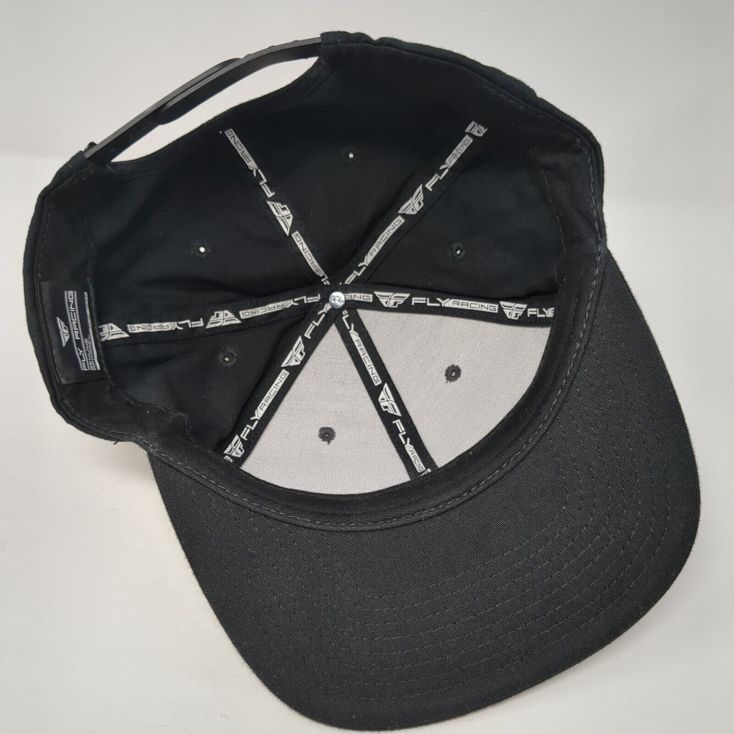 Fly Racing Snapback Hat Black One Size Adjustable Vented Holes 6 Panel