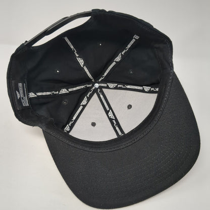 Fly Racing Snapback Hat Black One Size Adjustable Vented Holes 6 Panel
