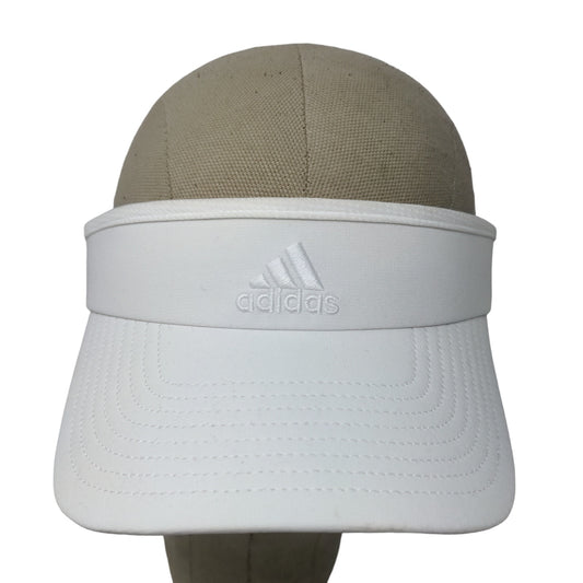 Adidas Women's Sun Visor Cap Hat White Embroidered Logo Polyester Blend