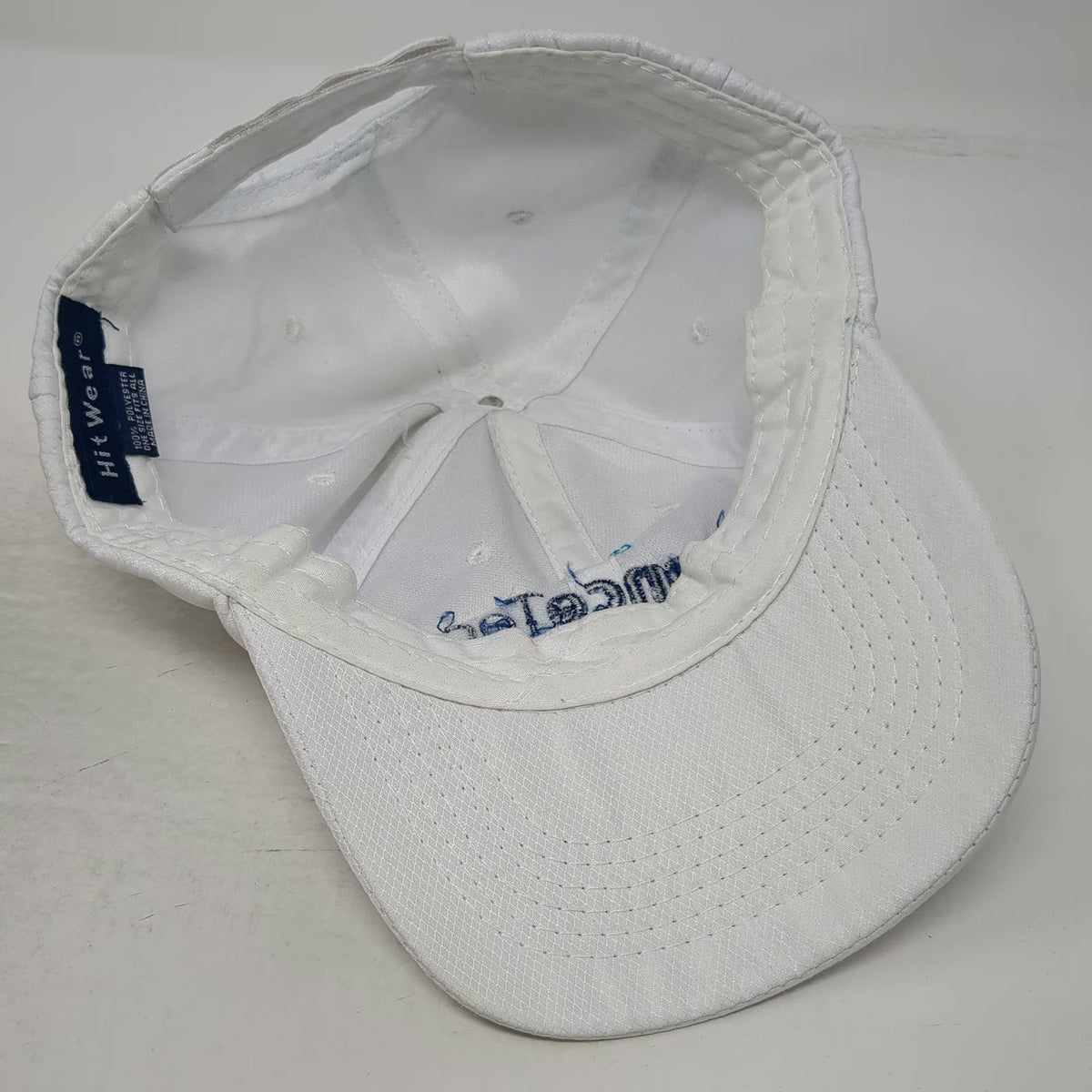 Hit Wear FinanceTech White Baseball Cap One Size Textured Logo Strapback Hat