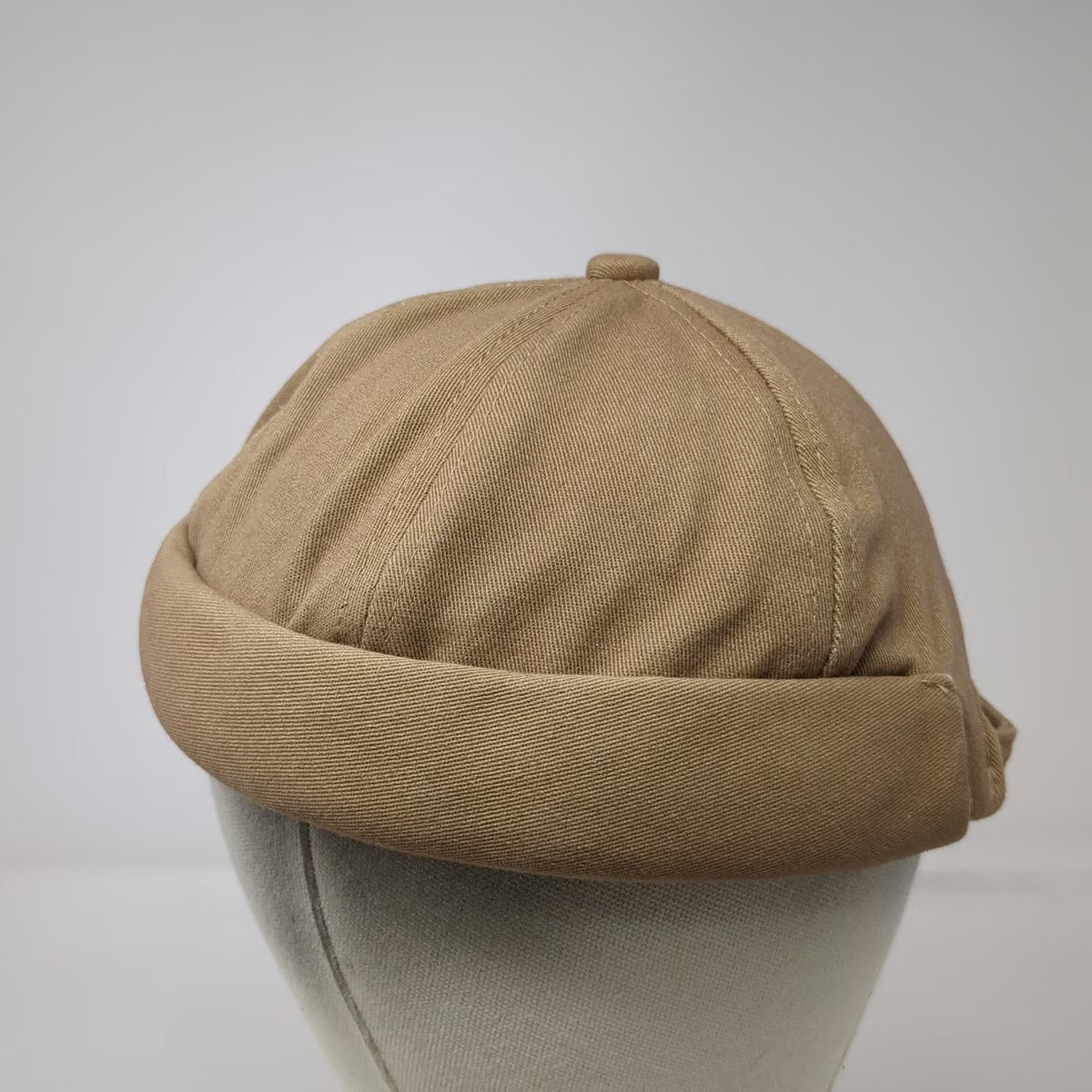 Brown Baseball Cap One Size Slideback Brimless Rolled Cuff Cotton Twill Hat