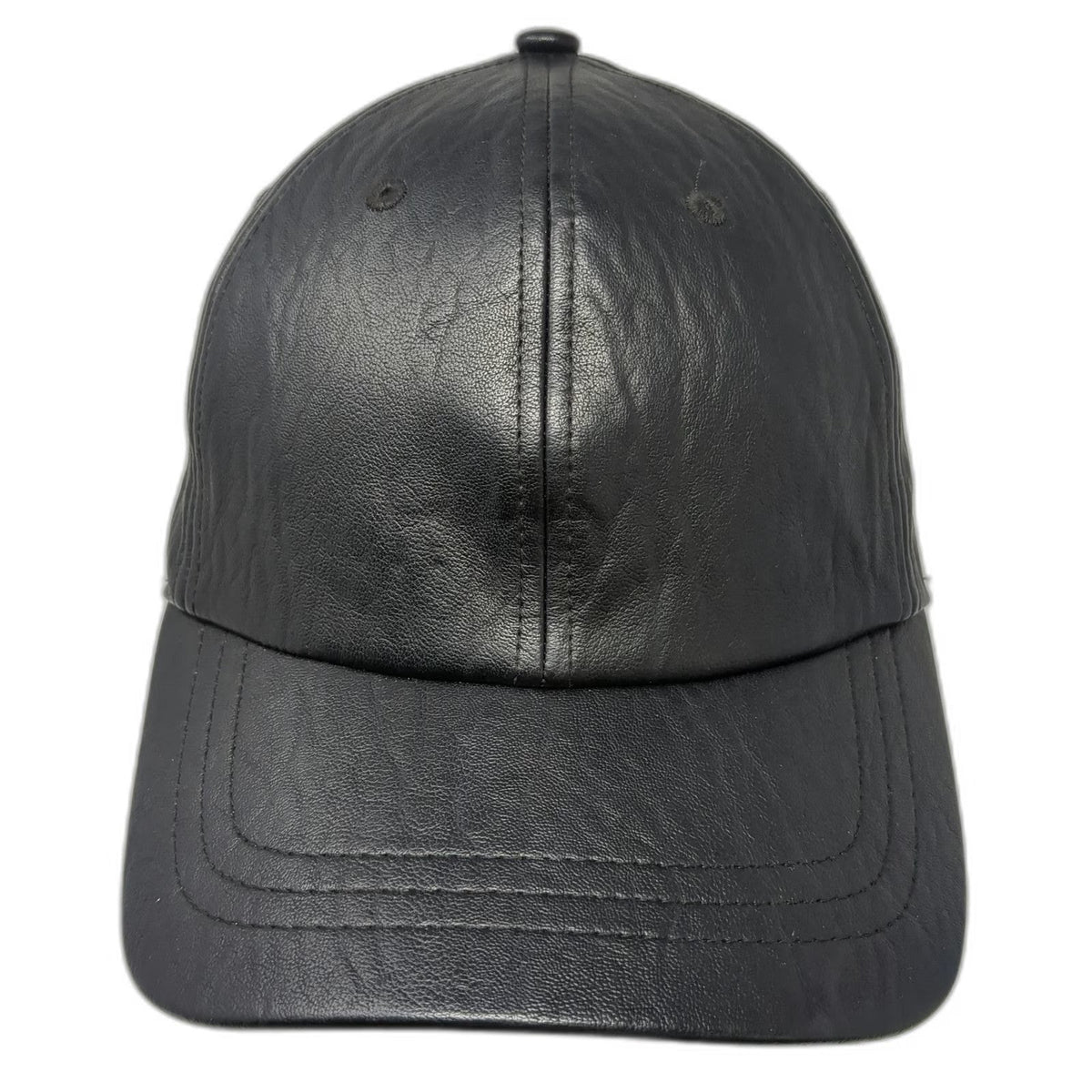 A New Day Baseball Cap Black One Size Imitation Leather Elastic Strapback Hat