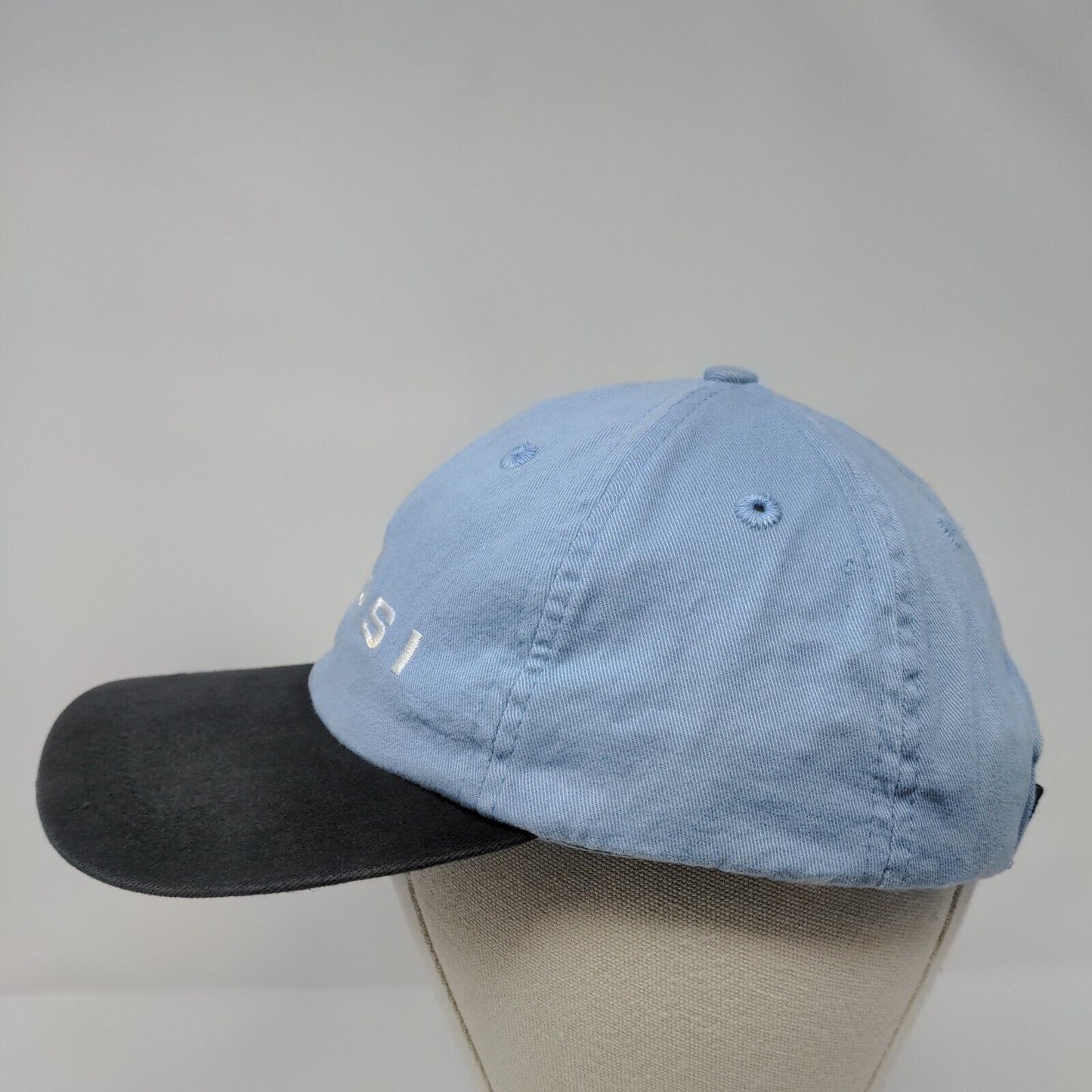 Pepsi Strapback Hat Blue OSFA Adjustable Embroidered Colorblock 6 Panel