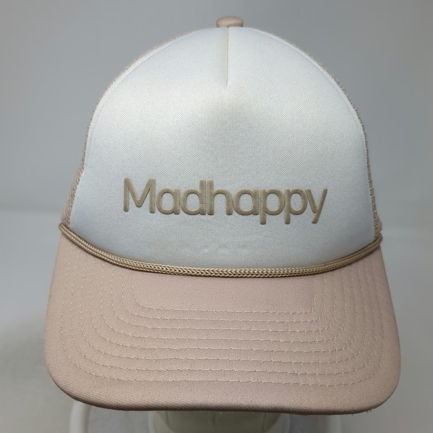 Madhappy Trucker Hat Beige White One Size Mesh Snapback Rope Embroidered Logo