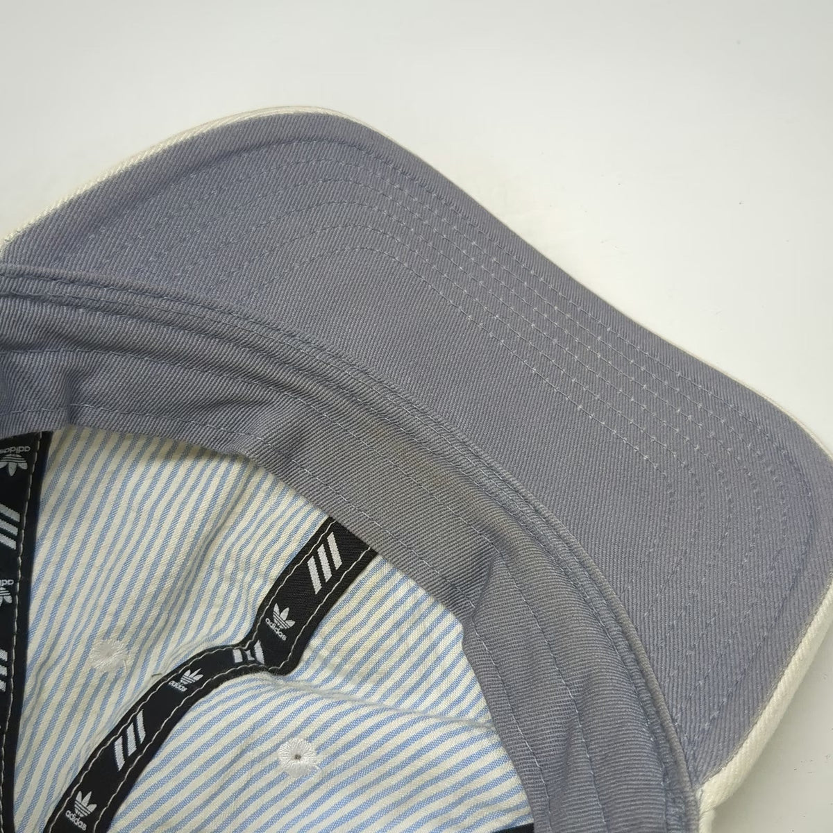 Adidas Baseball Cap Beige Black OSFM Trefoil Logo Strapback Gray Underbrim Hat