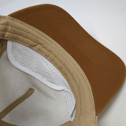 Poncho Outdoors 5 Panel Hat Beige One Size Snapback Brown Bill Cotton Patch