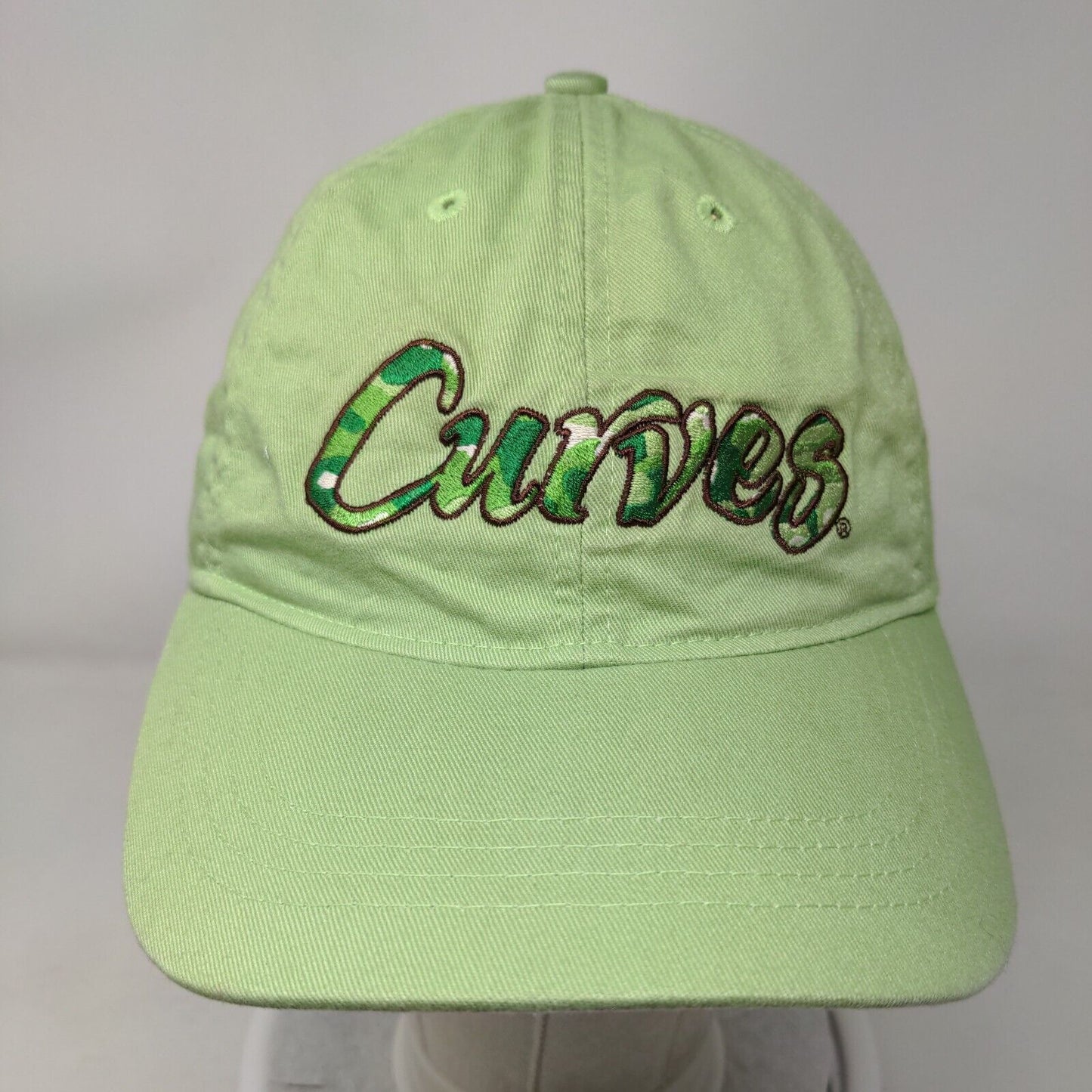 Curves Slideback Hat Green One Size Adjustable Embroidered 6 Panel Cotton