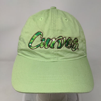 Curves Slideback Hat Green One Size Adjustable Embroidered 6 Panel Cotton