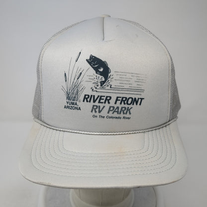 River Front RV Park On The Colorado River Trucker Hat Gray OS Mesh Back San Sun