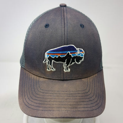 Patagonia Trucker Hat Blue One Size Bison Skyline Mountain Mesh Snapback