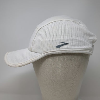 Brooks 5 Panel White One Size Mesh Strapback Running Trail Mountain Hiking Hat