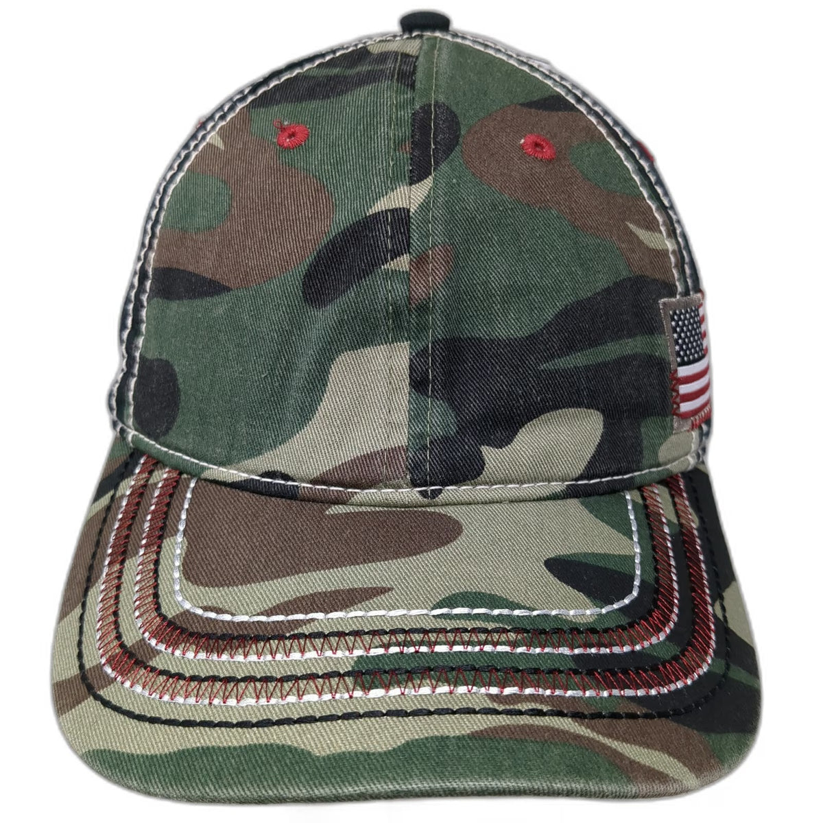 Outdoor Cap Baseball Cap Green Black Red One Size American Flag Camo Patch Hat