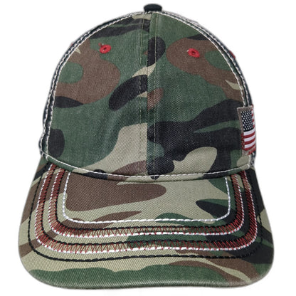 Outdoor Cap Baseball Cap Green Black Red One Size American Flag Camo Patch Hat