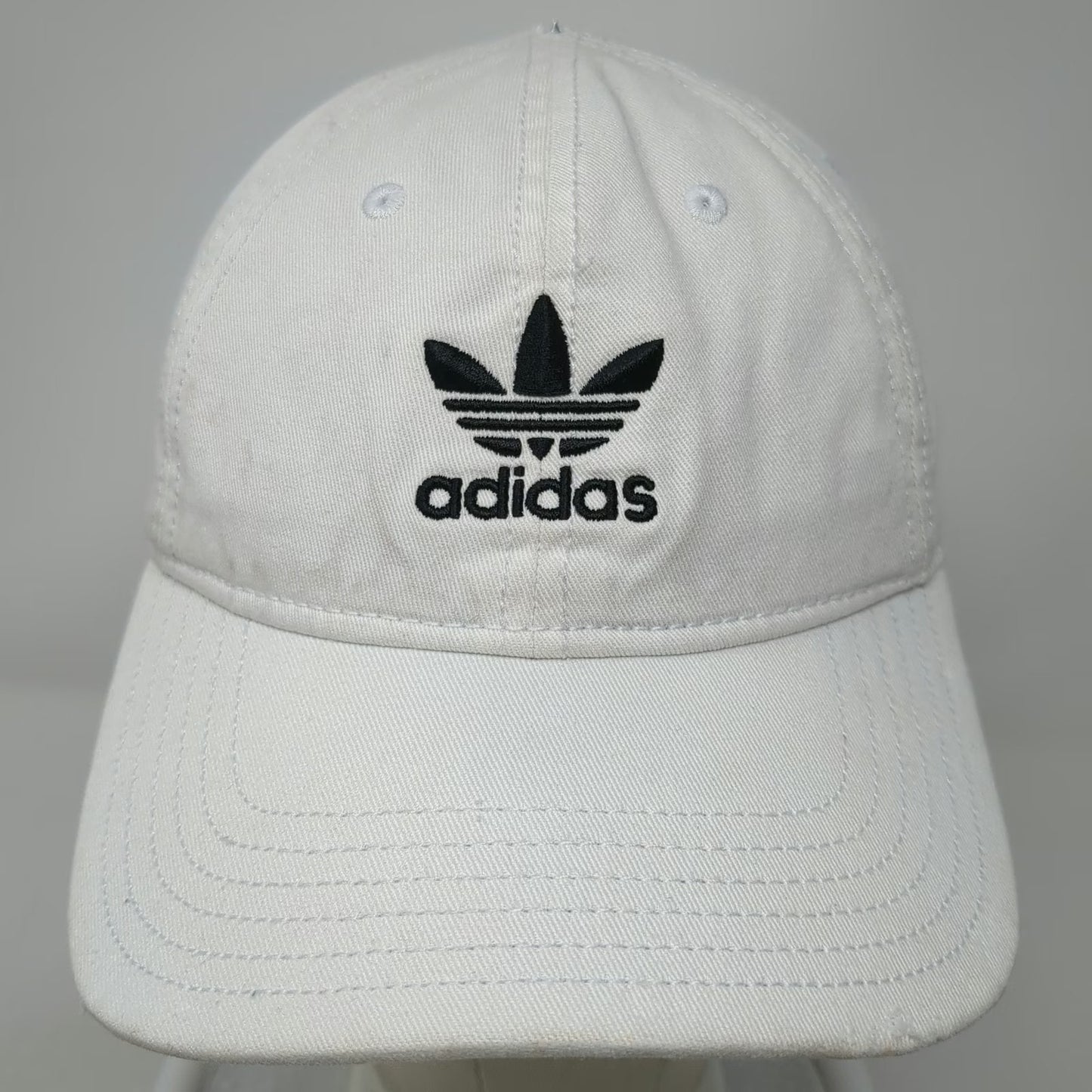 Adidas Baseball Cap White One Size Hat Trefoil Logo Embroidered Cotton Slideback