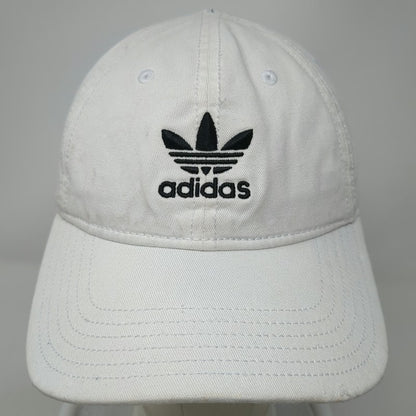 Adidas Baseball Cap White One Size Hat Trefoil Logo Embroidered Cotton Slideback