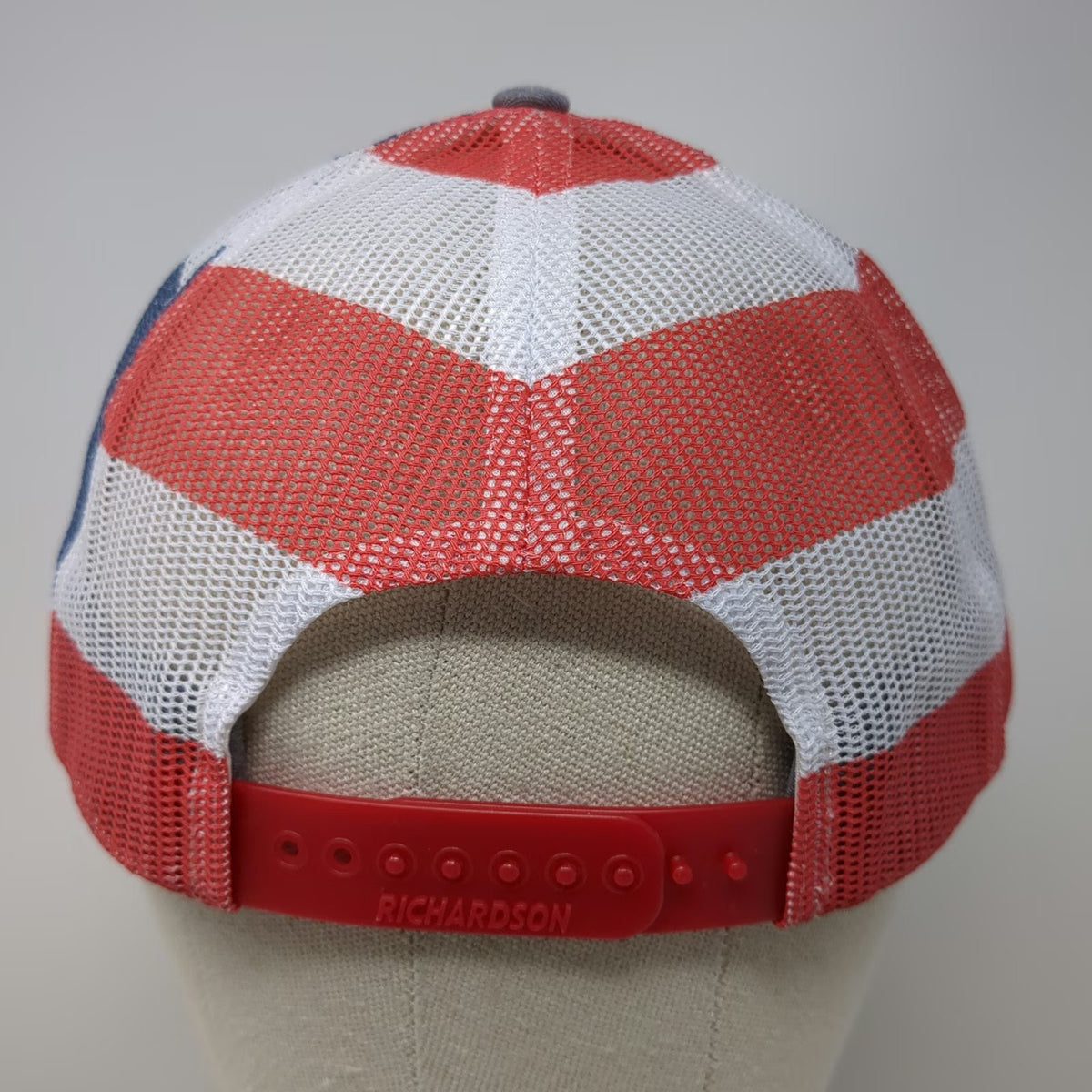 Richardson Trucker Hat Gray One Size American Flag CNR Leather Patch Snapback