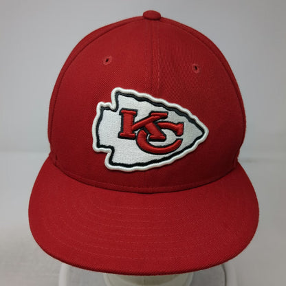 New Era Kansas City Chiefs NFL Snapback Hat Red One Size Flat Brim Gray Logo