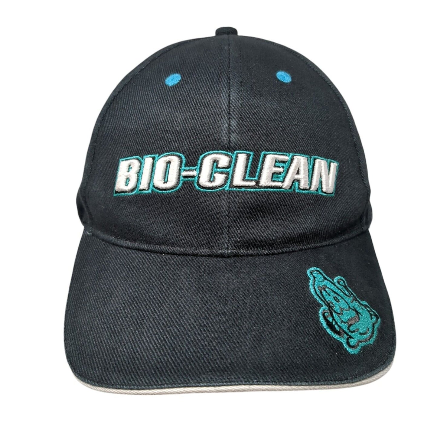 Bio-Clean Go Green Strapback Hat Black One Size Adjustable Embroidered