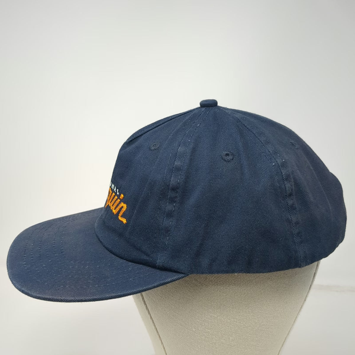 Original Penguin 5 Panel Blue One Size Hat Snapback Embroidered Script Logo