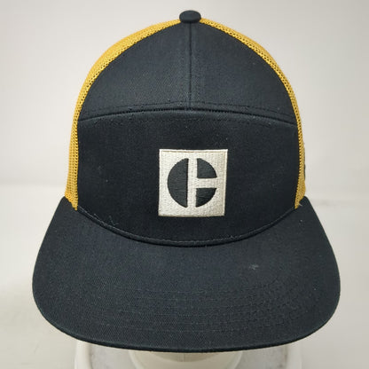 CAT Trucker Hat Black Gold One Size Mesh Snapback Flat Brim Construction Patch
