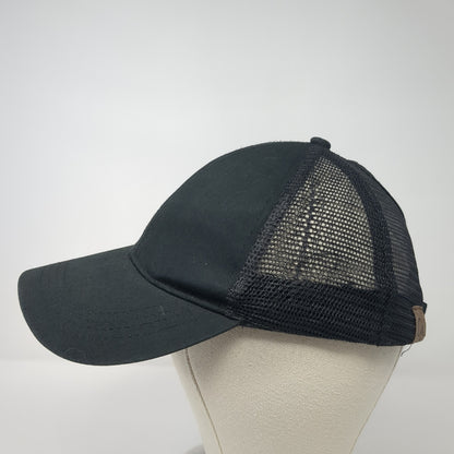 C.C Exclusives Ponytail Trucker Hat Black One Size Adjustable Mesh Back Blank