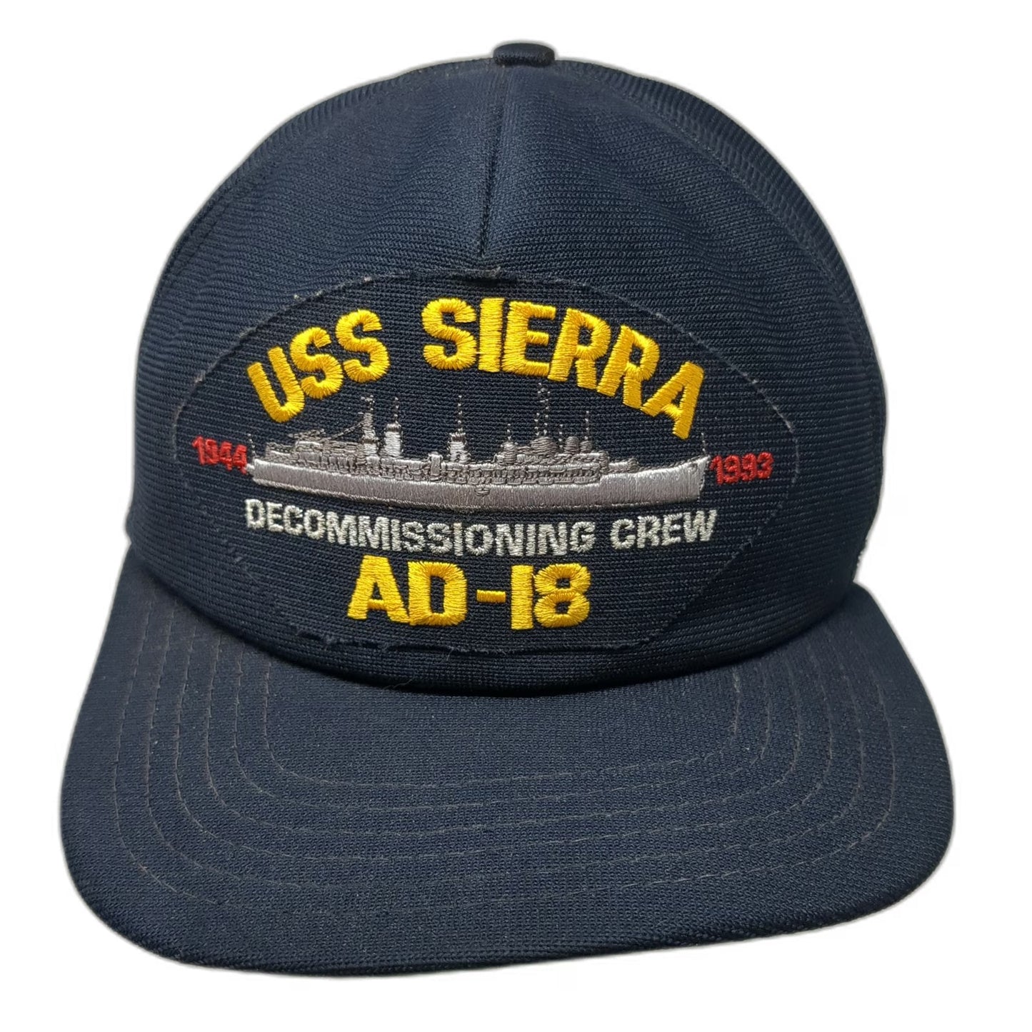 CAP-IO USS Sierra AD-18 Decommissioning Crew Ship Blue One Size Snapback Hat