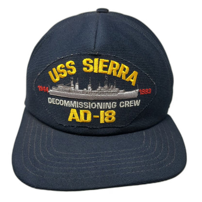 CAP-IO USS Sierra AD-18 Decommissioning Crew Ship Blue One Size Snapback Hat