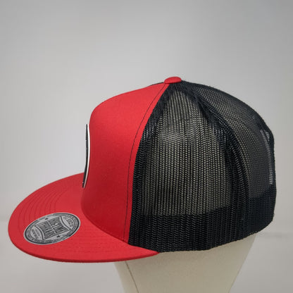 Trucker Hat Red One Size Star Logo Underbrim Graphic Snapback Mesh