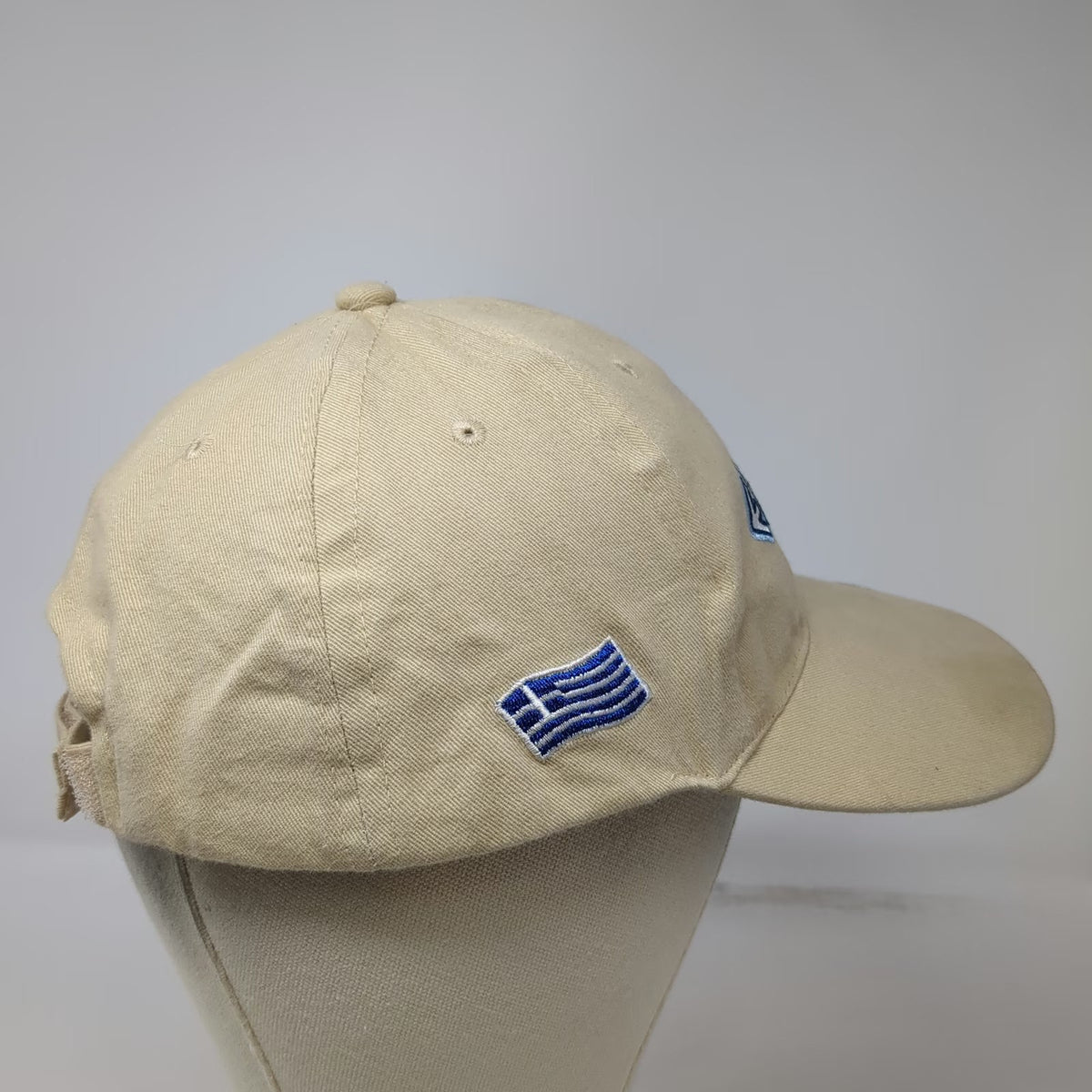 Greece Hellas Greek Flag Beige Baseball Cap Hat OSFM Olive Branch Embroidered